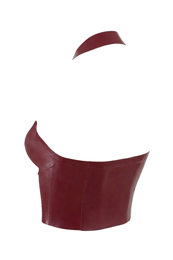 Women Ariadne Merlot Latex Halter Top House Of CB Tops