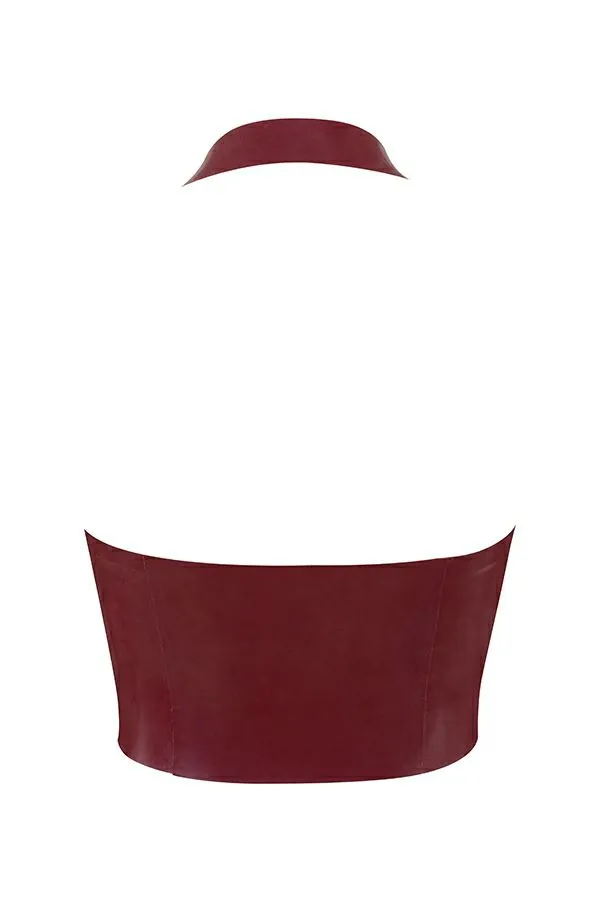 Women Ariadne Merlot Latex Halter Top House Of CB Tops