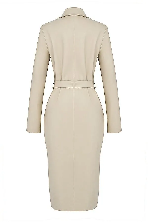 Women Ariel Beige Vegan Leather Trench Coat House Of CB Outerwear Women Ariel Beige Vegan Leather Trench Coat House Of CB Outerwear