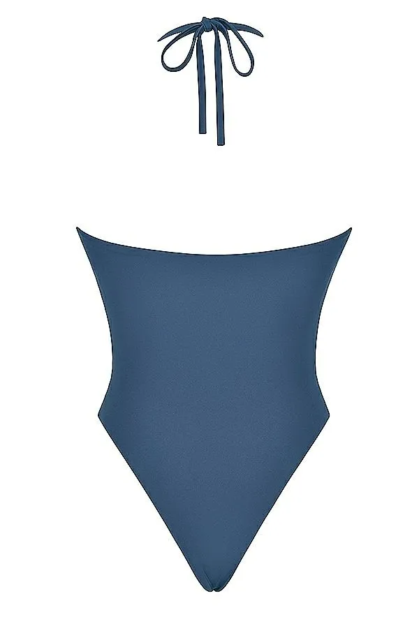 Women Aruba Deep Blue Gathered Swimsuit House Of CB Swimwear