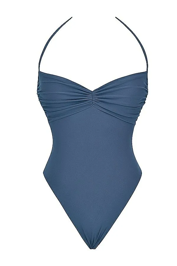 Women Aruba Deep Blue Gathered Swimsuit House Of CB Swimwear