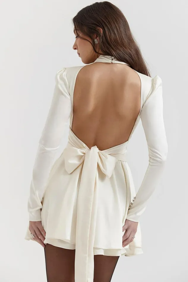Women Aryana Ivory Bow Mini Dress House Of CB Dresses