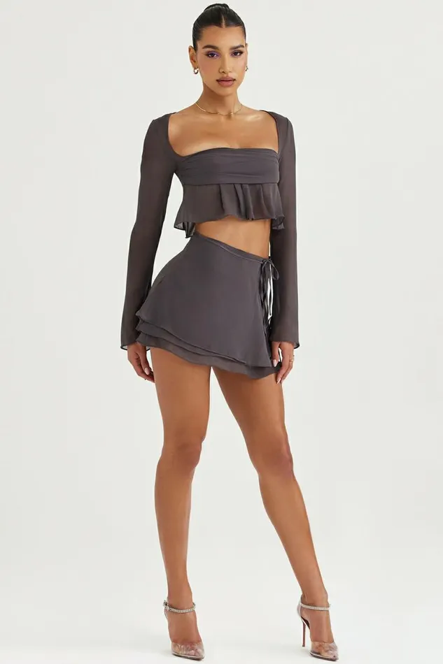 Women Athena Shadow Long Sleeve Floaty Top House Of CB Tops Women Athena Shadow Long Sleeve Floaty Top House Of CB Tops
