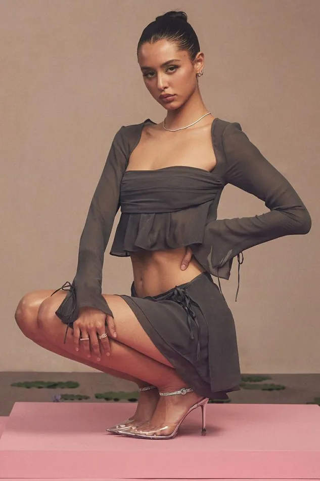 Women Athena Shadow Long Sleeve Floaty Top House Of CB Tops Women Athena Shadow Long Sleeve Floaty Top House Of CB Tops