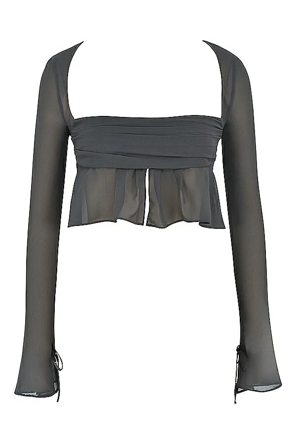 Women Athena Shadow Long Sleeve Floaty Top House Of CB Tops Women Athena Shadow Long Sleeve Floaty Top House Of CB Tops