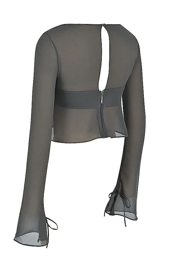 Women Athena Shadow Long Sleeve Floaty Top House Of CB Tops Women Athena Shadow Long Sleeve Floaty Top House Of CB Tops