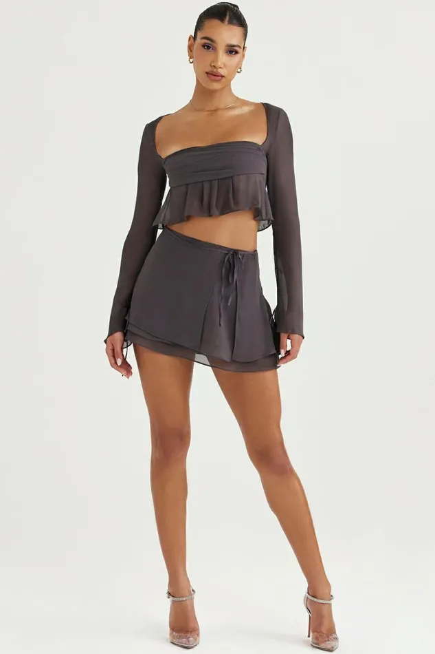Women Athena Shadow Long Sleeve Floaty Top House Of CB Tops Women Athena Shadow Long Sleeve Floaty Top House Of CB Tops