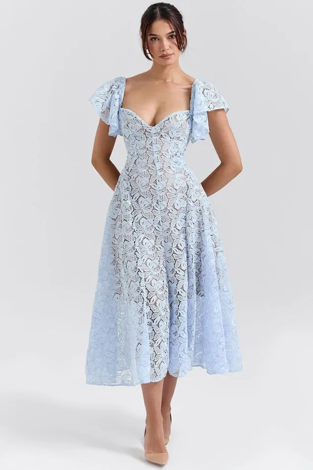 Women Austen Bluebell Floral Lace Midi Dress House Of CB Dresses