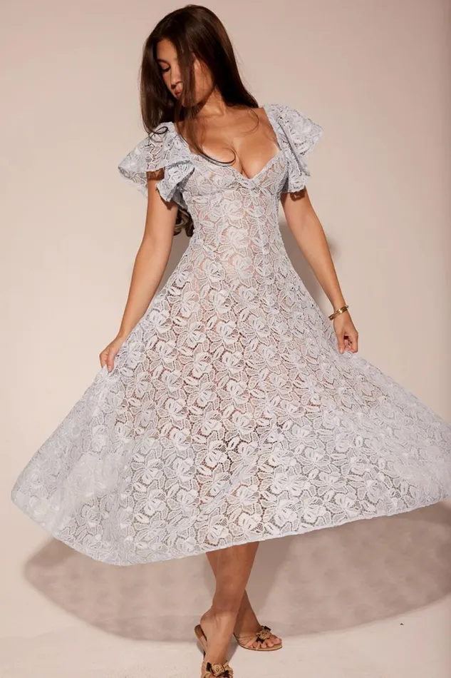 Women Austen Bluebell Floral Lace Midi Dress House Of CB Dresses