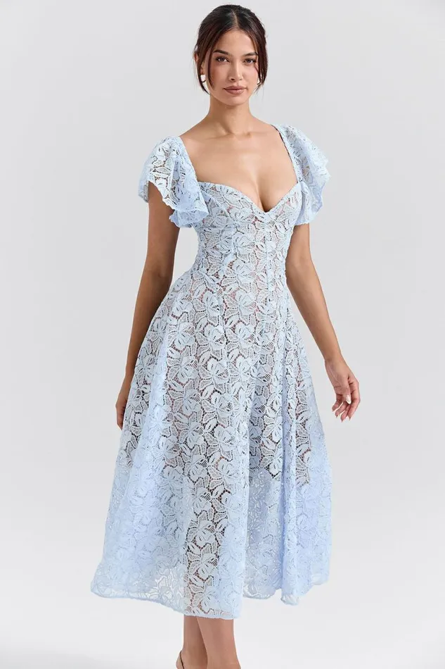 Women Austen Bluebell Floral Lace Midi Dress House Of CB Dresses