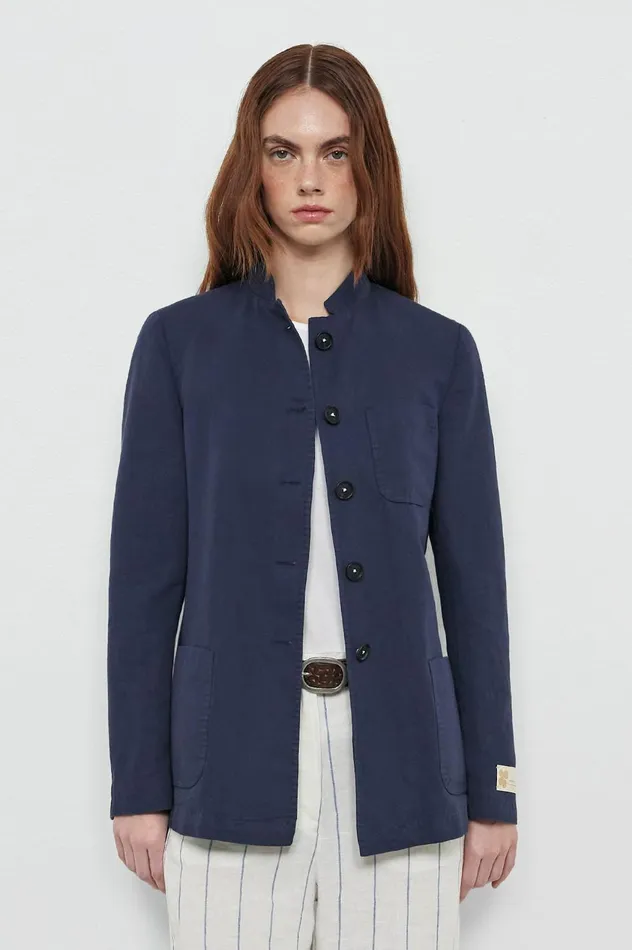 Women BALIW 8211 Cotton Linen Singlebreasted Jacket 8211 Blu Massimo Alba Jackets and Coats Women BALIW 8211 Cotton Linen Singlebreasted Jacket 8211 Blu Massimo Alba Jackets and Coats