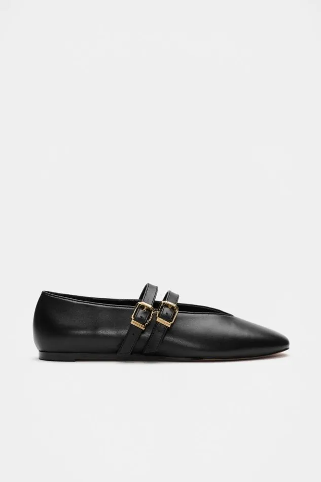 Women Ballets Seed Heritage Astrid Double Strap Ballet Flat Black