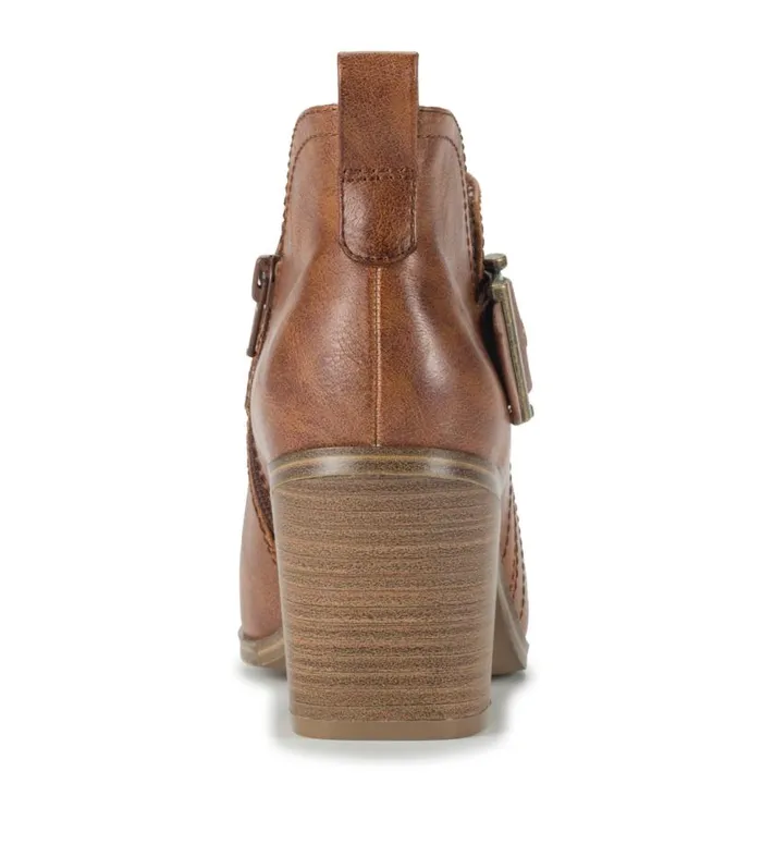 Women Baretraps Booties Karina Block Heel Ankle Bootie Brown