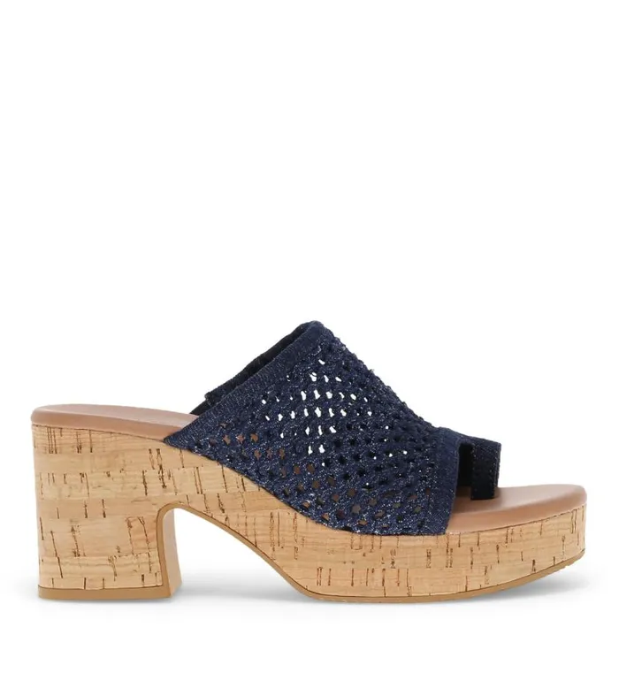 Women Baretraps Slides and Slip On Sandals Michaela Block Heel Sandal Dark Denim