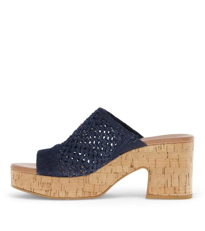 Women Baretraps Slides and Slip On Sandals Michaela Block Heel Sandal Dark Denim