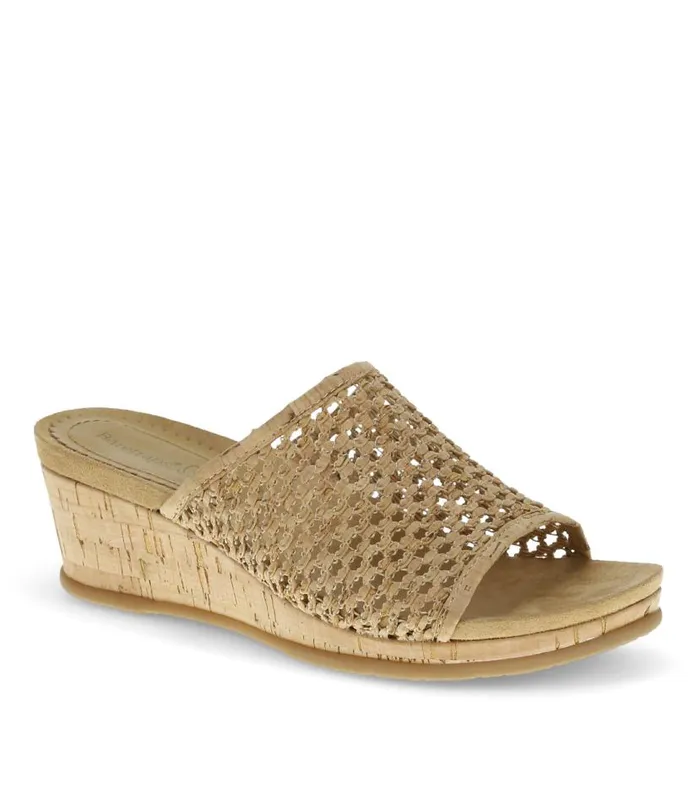 Women Baretraps Wedge Sandals Flossey Wedge Slide Sandal Natural Cork