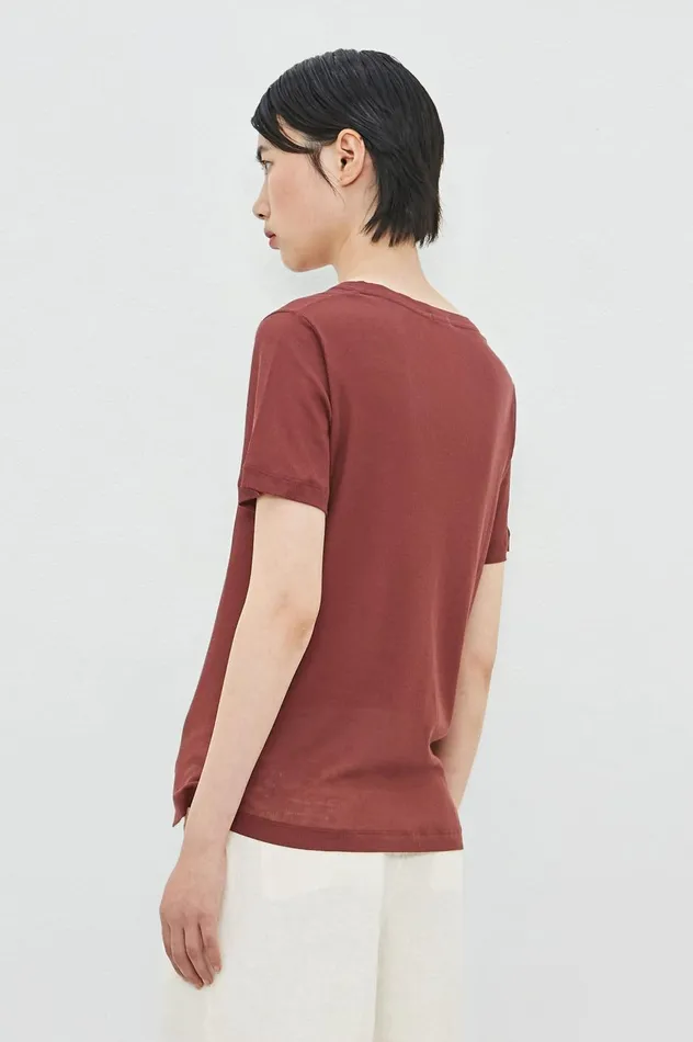 Women BATH 8211 Cotton Silk Jersey Tshirt 8211 Dim Burgundy Massimo Alba Gifts For Her Women BATH 8211 Cotton Silk Jersey Tshirt 8211 Dim Burgundy Massimo Alba Gifts For Her