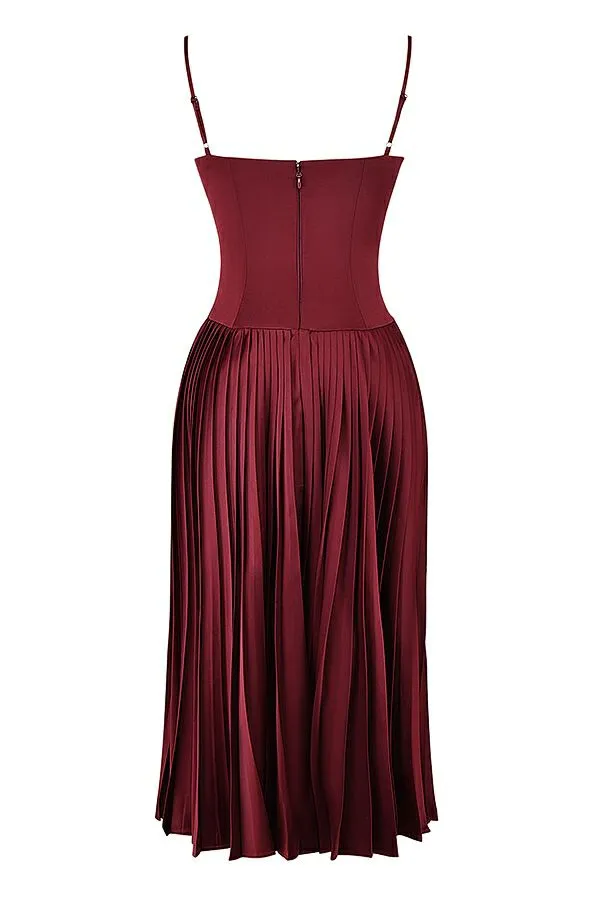 Women Beau Wine Pleated Midi Dress House Of CB Dresses Women Beau Wine Pleated Midi Dress House Of CB Dresses
