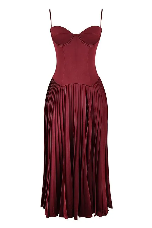 Women Beau Wine Pleated Midi Dress House Of CB Dresses Women Beau Wine Pleated Midi Dress House Of CB Dresses