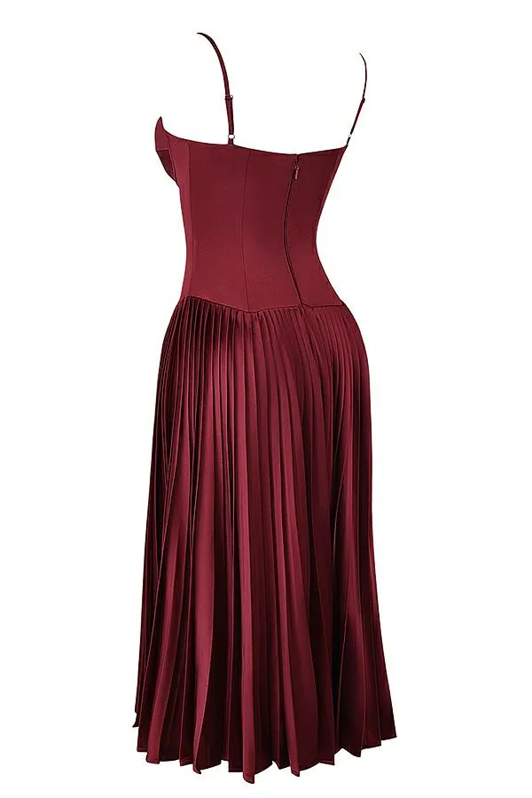 Women Beau Wine Pleated Midi Dress House Of CB Dresses Women Beau Wine Pleated Midi Dress House Of CB Dresses