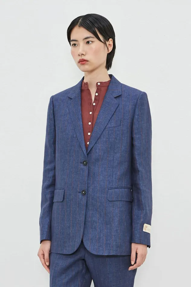 Women BELLA 8211 Linen Cotton Jacket 8211 Blu Massimo Alba Jackets and Coats