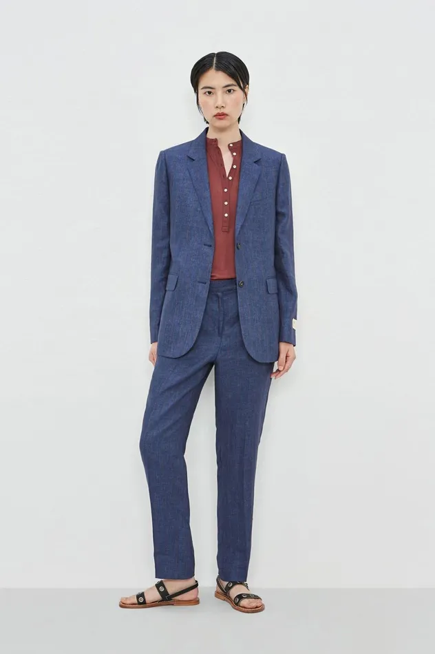 Women BELLA 8211 Linen Cotton Jacket 8211 Blu Massimo Alba Jackets and Coats Women BELLA 8211 Linen Cotton Jacket 8211 Blu Massimo Alba Jackets and Coats
