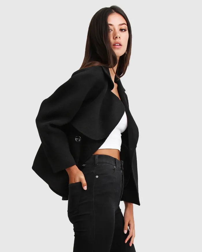 Women Belle and Bloom I039m Yours Wool Blend Peacoat 8211 Black Coats and Jackets
