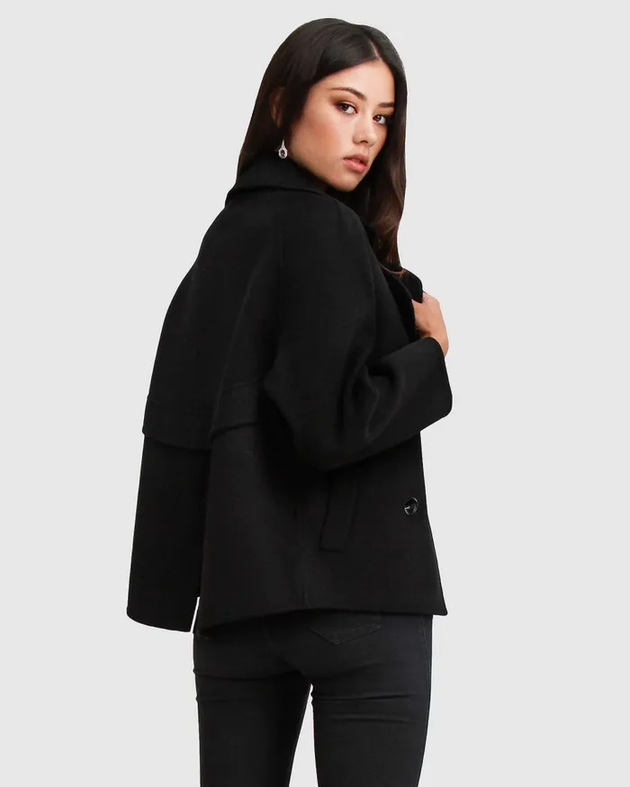 Women Belle and Bloom I039m Yours Wool Blend Peacoat 8211 Black Coats and Jackets