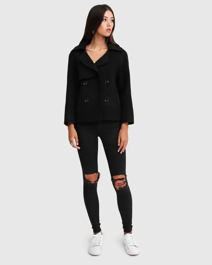 Women Belle and Bloom I039m Yours Wool Blend Peacoat 8211 Black Coats and Jackets