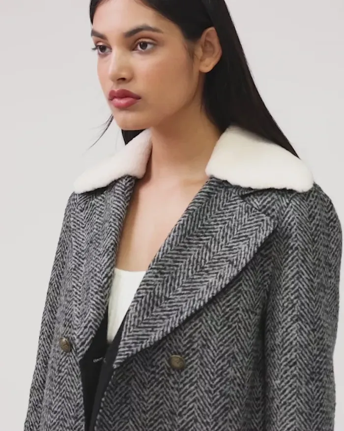 Women Belle and Bloom Liberty Sherpa Collar Wool Blend Coat 8211 Charcoal Coats and Jackets