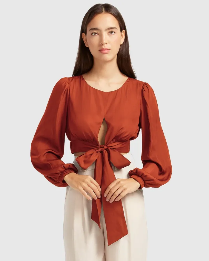 Women Belle and Bloom No Way Home Cropped Top 8211 Terracotta FINAL SALE Tops