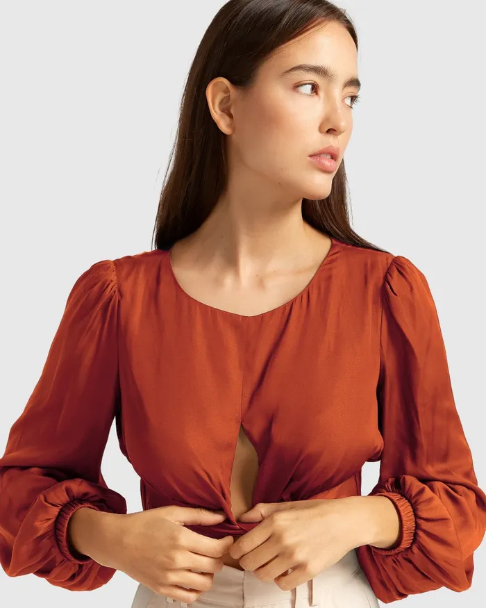 Women Belle and Bloom No Way Home Cropped Top 8211 Terracotta FINAL SALE Tops