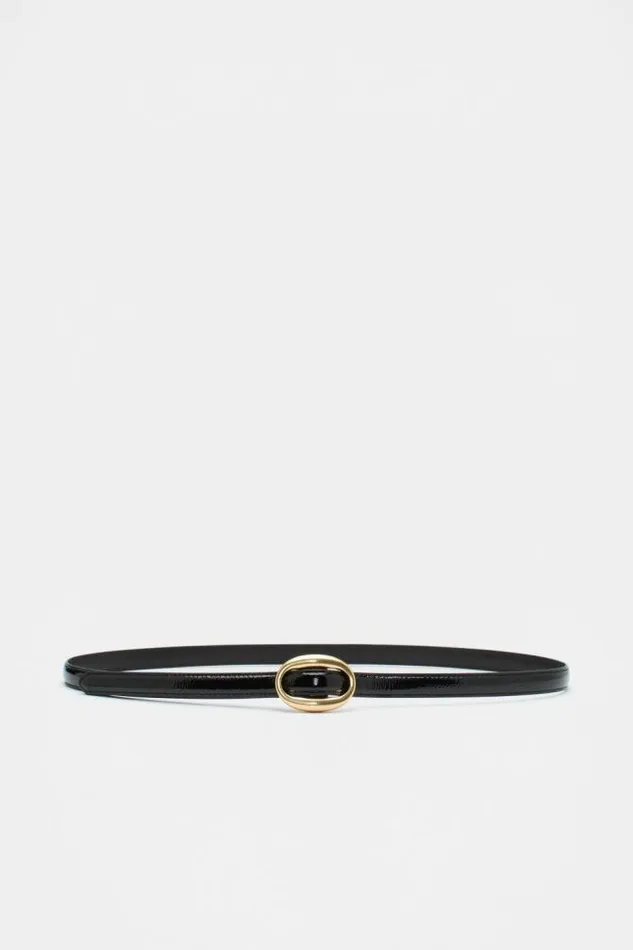 Women Belts Seed Heritage Carmen Oval Buckle Belt Black Patent