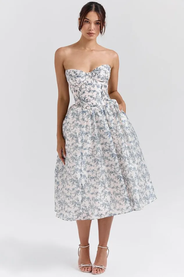 Women Bennett English Porcelain Print Strapless Sundress House Of CB Dresses