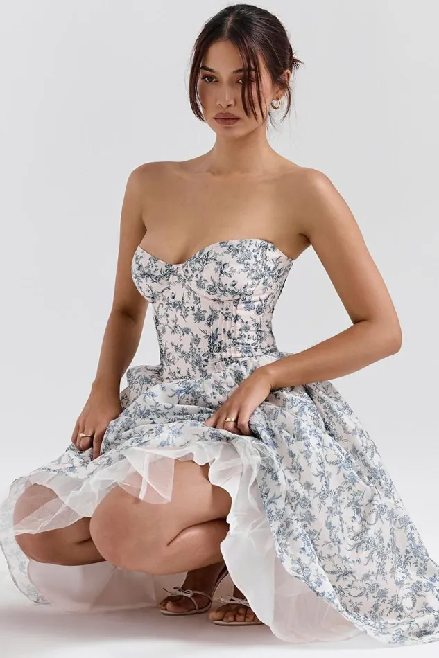 Women Bennett English Porcelain Print Strapless Sundress House Of CB Dresses Women Bennett English Porcelain Print Strapless Sundress House Of CB Dresses