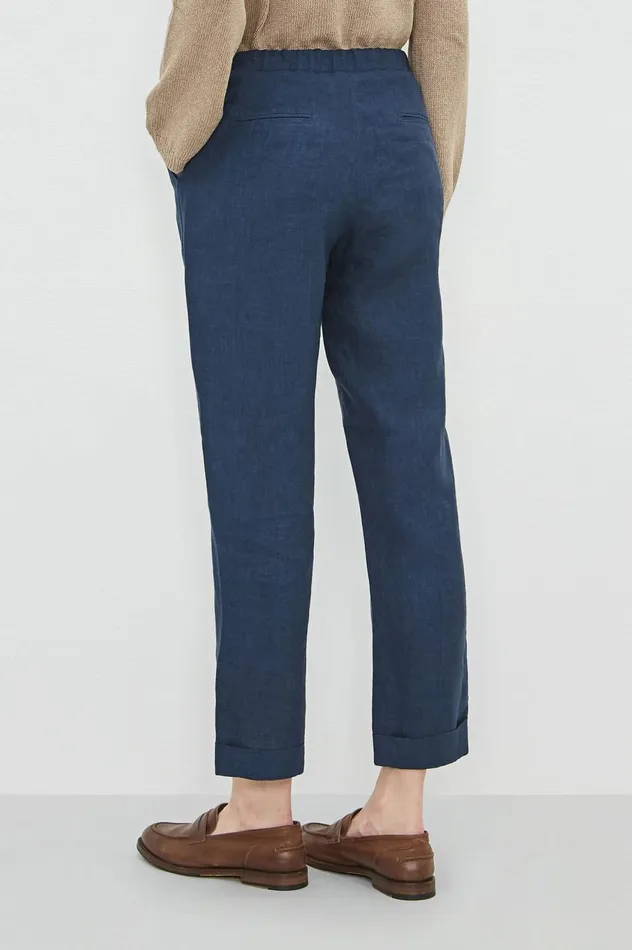Women BOGA 8211 Dlav Linen Trousers 8211 Deep Blue Massimo Alba Trousers and Shorts Women BOGA 8211 Dlav Linen Trousers 8211 Deep Blue Massimo Alba Trousers and Shorts