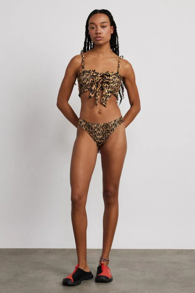 Women Bottoms Damson Madder Classic Shirred Bikini Bottom 8211 Leopard