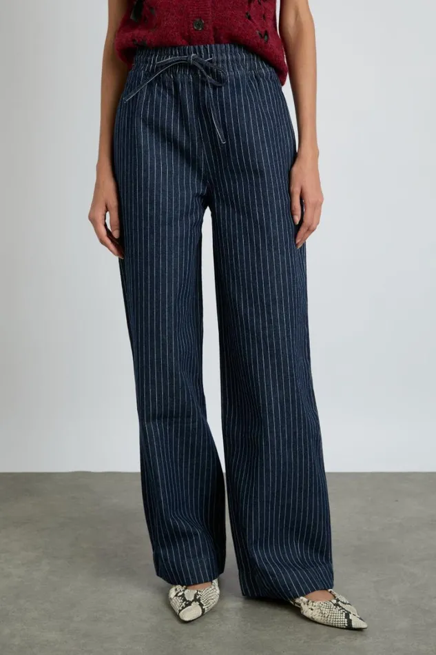 Women Bottoms Damson Madder Rafe Jeans 8211 Navy Pin Stripe