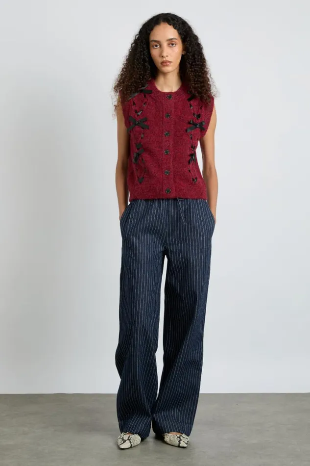 Women Bottoms Damson Madder Rafe Jeans 8211 Navy Pin Stripe