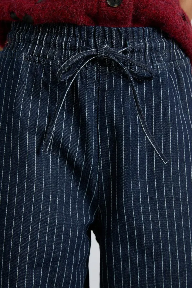 Women Bottoms Damson Madder Rafe Jeans 8211 Navy Pin Stripe