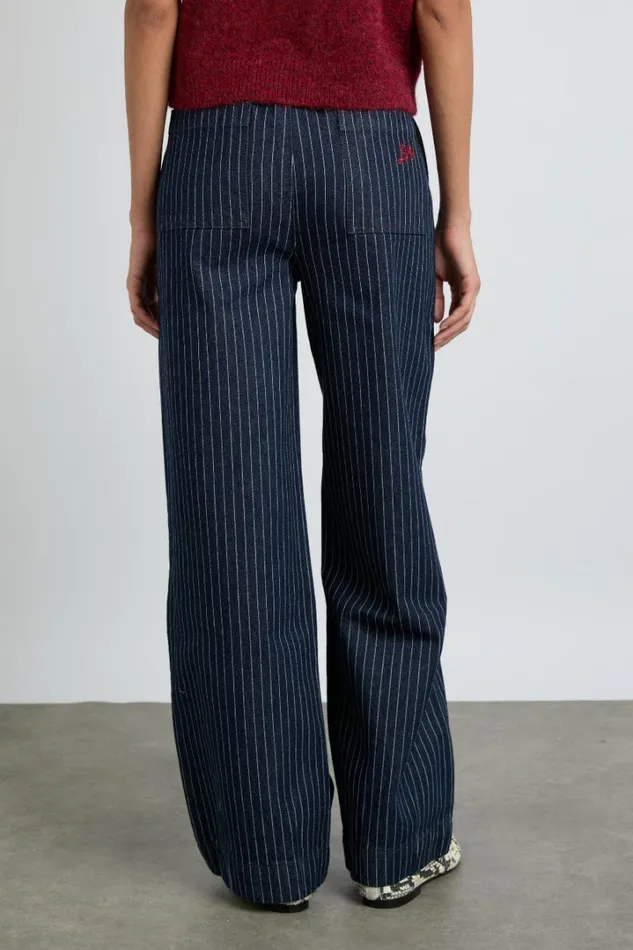 Women Bottoms Damson Madder Rafe Jeans 8211 Navy Pin Stripe