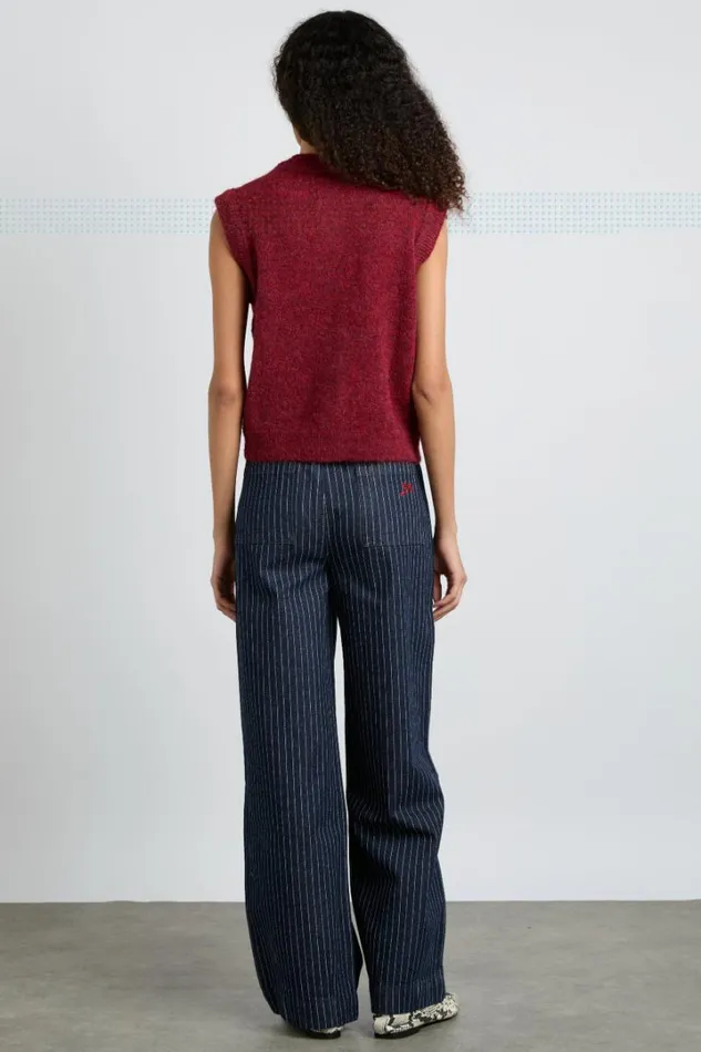Women Bottoms Damson Madder Rafe Jeans 8211 Navy Pin Stripe