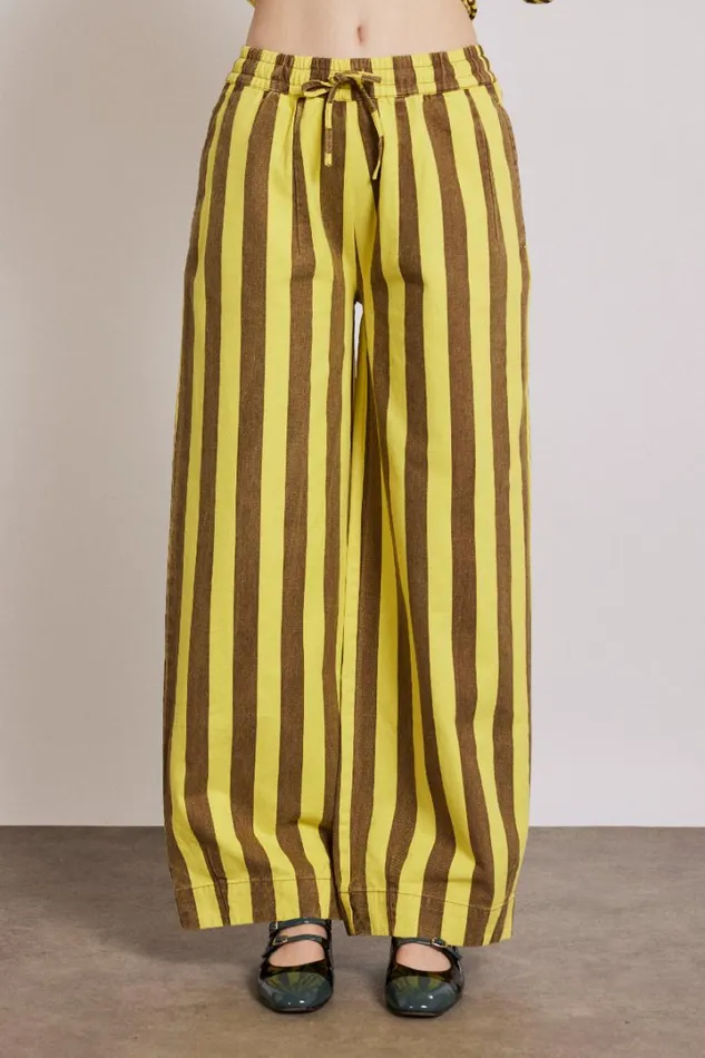 Women Bottoms Damson Madder Rafe Pants 8211 Yellow Choc Stripe