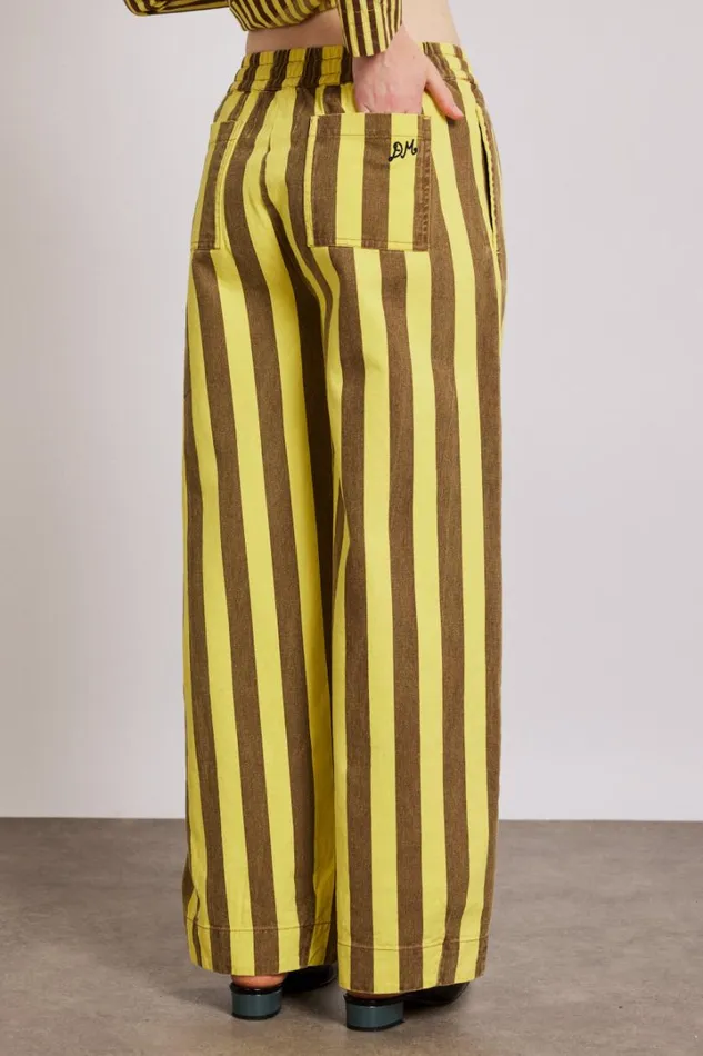 Women Bottoms Damson Madder Rafe Pants 8211 Yellow Choc Stripe