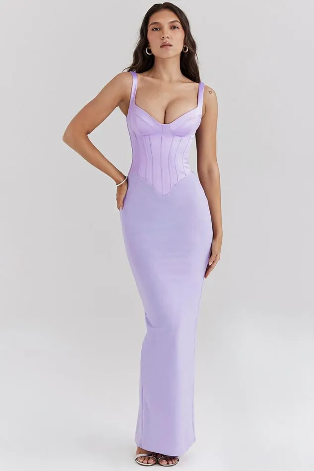 Women Breeze Orchid Satin Corset Maxi Dress House Of CB Dresses