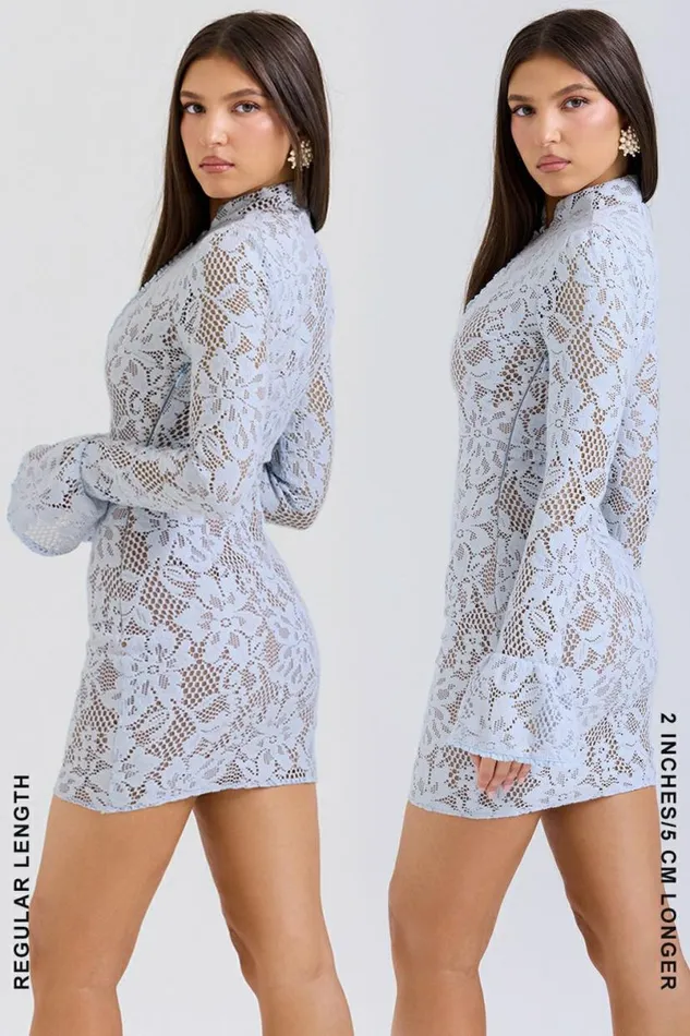 Women Brianna Bluebell Keyhole Lace Mini Dress House Of CB Dresses Women Brianna Bluebell Keyhole Lace Mini Dress House Of CB Dresses