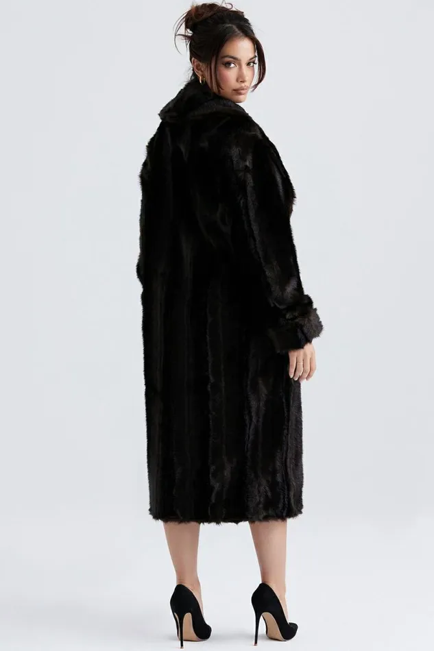 Women Callie Dark Brown Faux Fur Coat House Of CB Outerwear