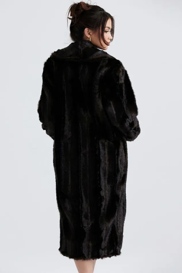 Women Callie Dark Brown Faux Fur Coat House Of CB Outerwear