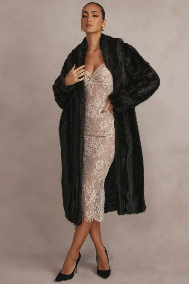 Women Callie Dark Brown Faux Fur Coat House Of CB Outerwear
