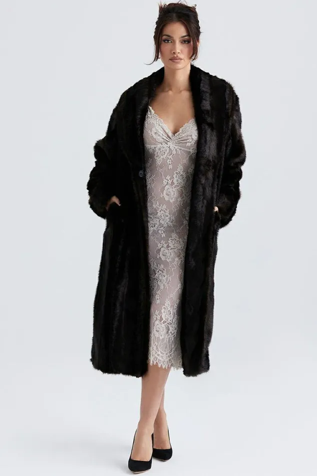 Women Callie Dark Brown Faux Fur Coat House Of CB Outerwear
